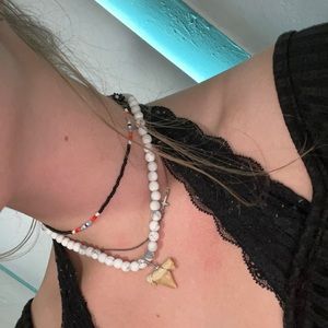 Howlite shark tooth necklace